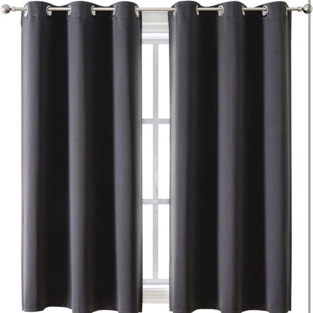ChrisDowa Blackout Curtain, 1 panel 42W X 63L, black with silver grommets